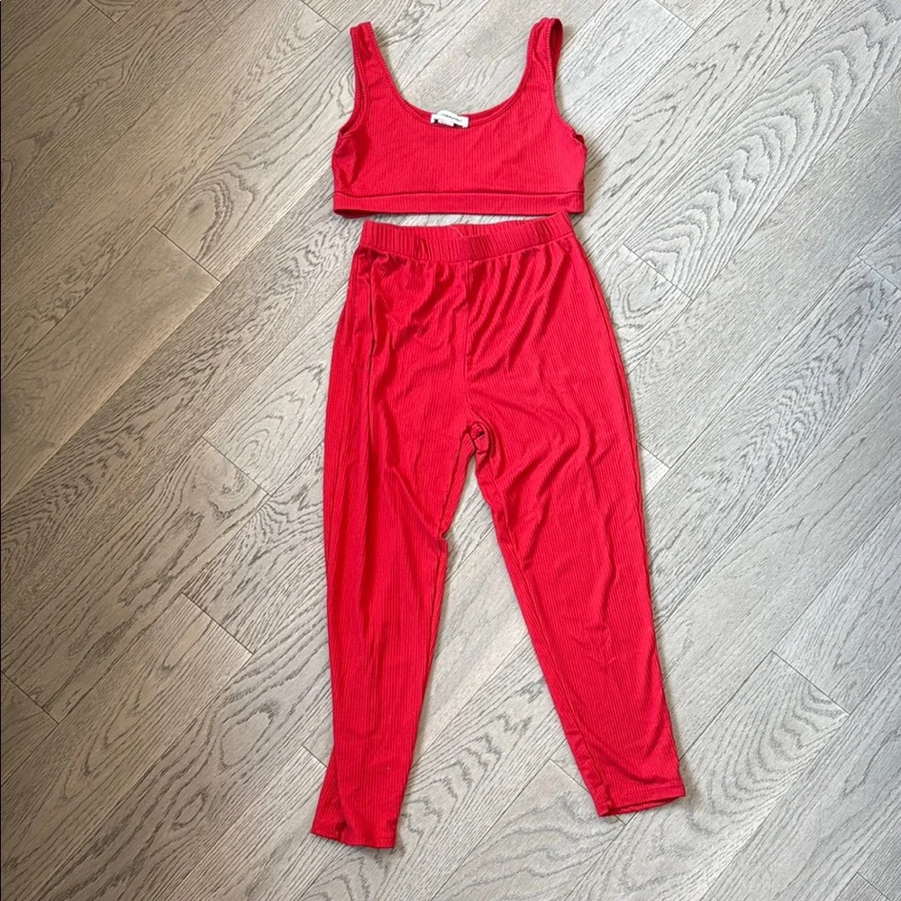 Red Two-Piece Ribbed Set - Picture 1 of 1
